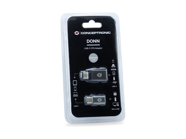 Conceptronic DONN04G OTG Adapter til USB-C 2-pack, USB-C til USB-A og USB-C til Micro-USB