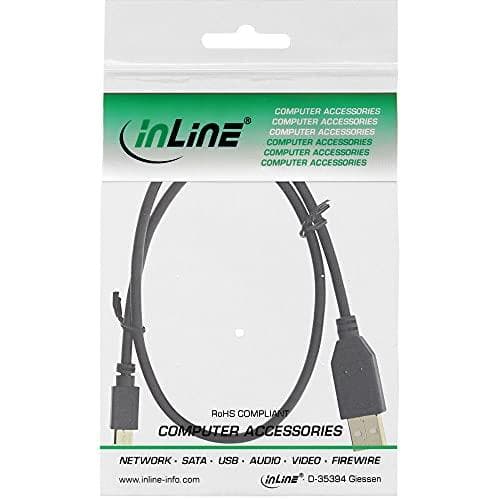 InLine - USB-kabel - Micro USB Typ B (M) till USB (M) - USB2.0 - 30 cm - Svart (31703P)
