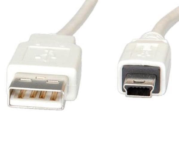 ROLINE USB 2.0 A - 5-stifts mini, 3.0m USB-kabel 3m USB A Vit