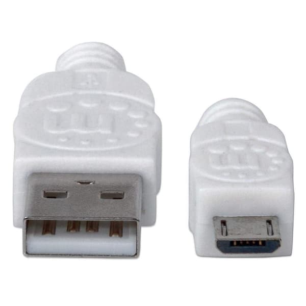 Manhattan Hi-Speed - USB-kabel - USB type A, 4-benet (M) - 5-benet mikro-USB type B (M) - 1,8 m (USB/USB2.0) - støbt - hvid (324069)