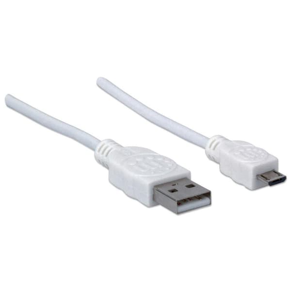 Manhattan Hi-Speed - USB-kabel - USB type A, 4-benet (M) - 5-benet mikro-USB type B (M) - 1,8 m (USB/USB2.0) - støbt - hvid (324069)