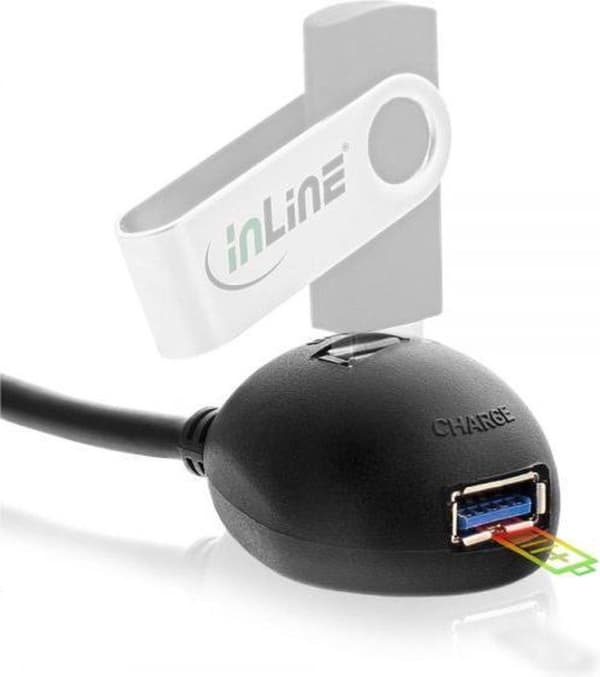 InLine USB till 2x USB dockningskabel - USB3.0 - upp till 0,9A / svart - 2 meter