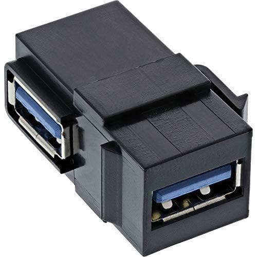 InLine 76202K USB 3.0 Keystone snap-in-insats, USB-A-uttag/uttag, vinklad svart