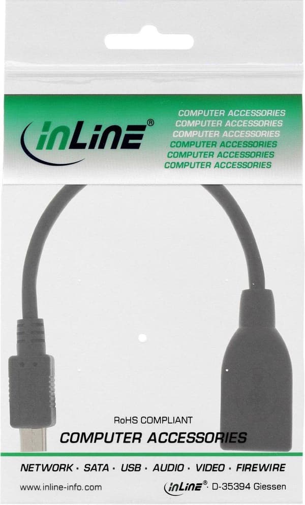InLine 31606 USB-kaapeli 0,15 m USB A Micro USB B Musta