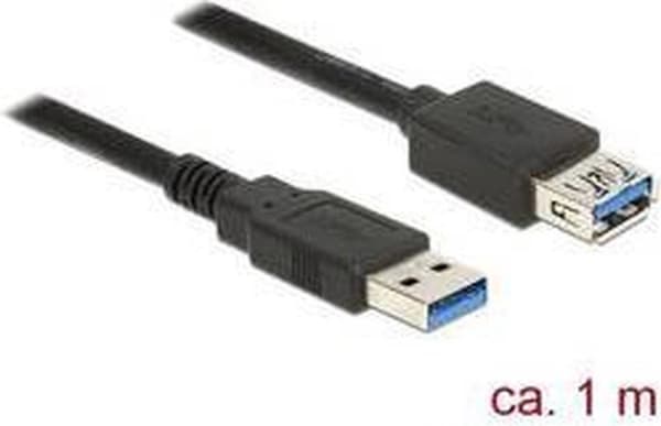 DeLOCK USB till USB förlängningskabel - USB3.0 - upp till 2A / svart - 1 meter