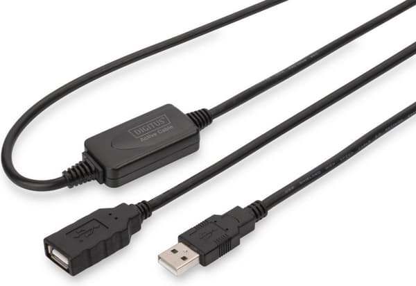 USB forlængerkabel [1x USB-A 2.0 stik - 1x USB 2.0 stik A] 10,00 m Sort Digitus