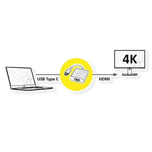 ROLINE - Ekstern videoadapter - USB Type-C - HDMI - Aluminium (12.03.3210)