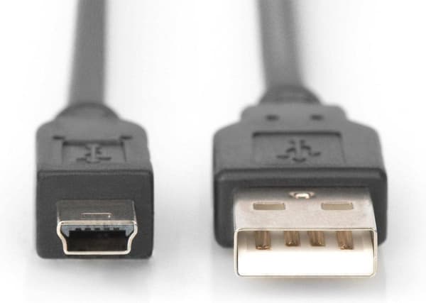Digitus A/mini-B, 3m USB kabel USB 2.0 USB A Mini USB B Sort
