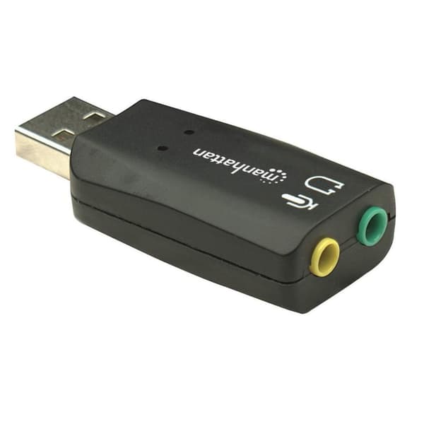 Manhattan 150859 Hi-Speed USB 3D-ljudadapter (förbättrar ljudåtkomst och prestanda) svart