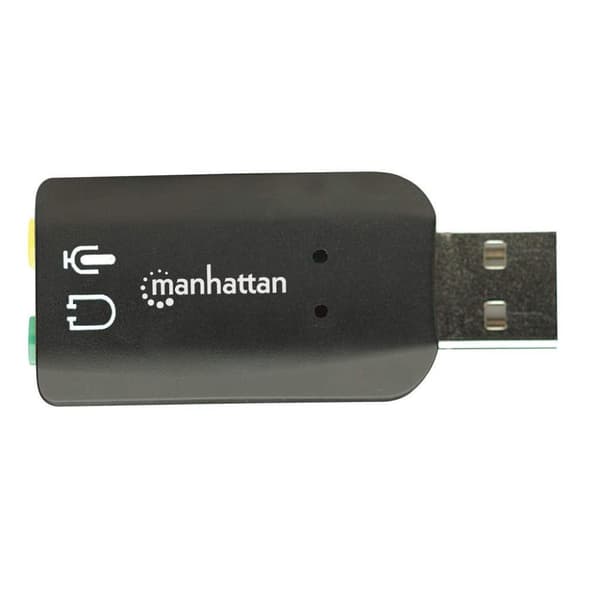 Manhattan 150859 Hi-Speed USB 3D-ljudadapter (förbättrar ljudåtkomst och prestanda) svart