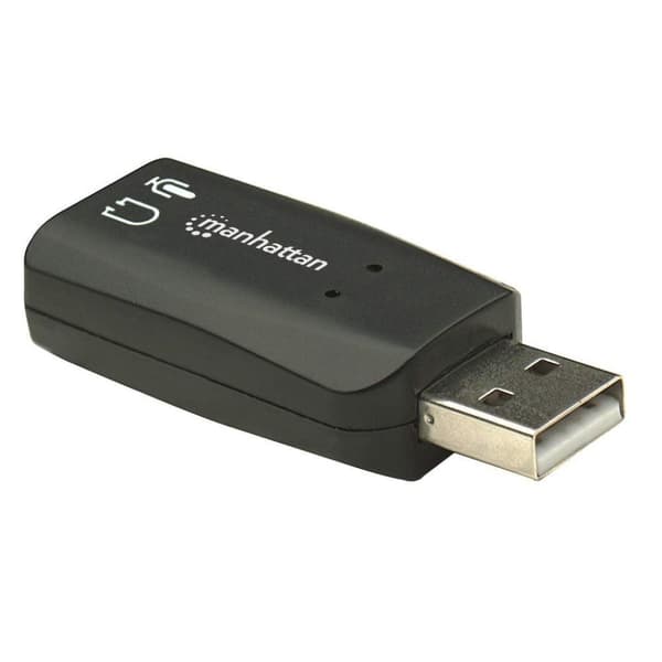 Manhattan 150859 Hi-Speed USB 3D-ljudadapter (förbättrar ljudåtkomst och prestanda) svart