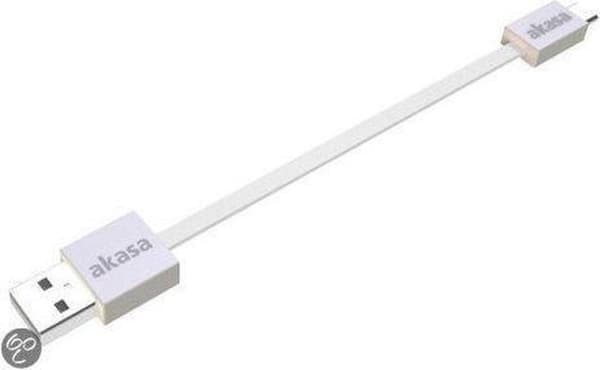 Akasa USB-kabel USB 2.0 USB-A-kontakt, USB-micro-B-kontakt 15,00 cm Vit Mycket flexibla, guldpläterade kontaktkontakter, UL-certifierade