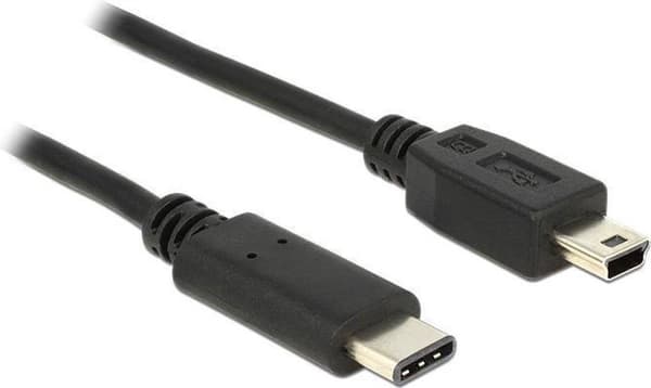 InLine USB Mini B till USB-C-kabel - USB2.0 - upp till 1A / svart - 5 meter