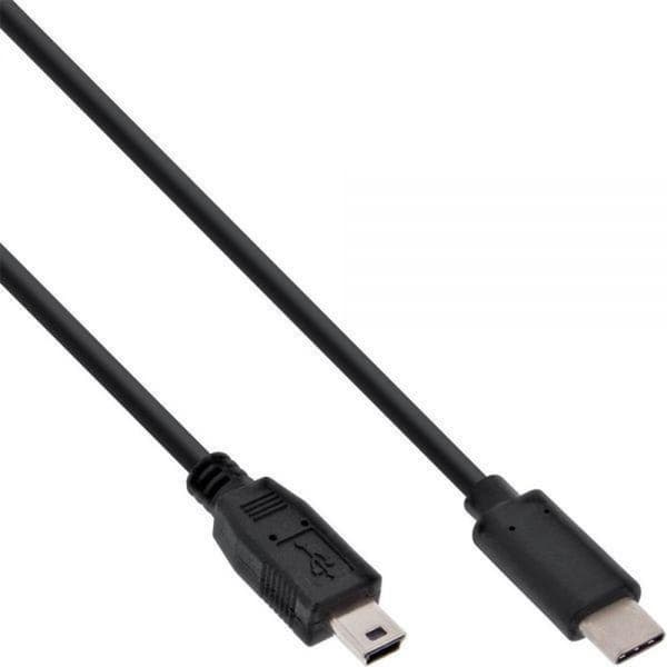InLine USB Mini B till USB-C-kabel - USB2.0 - upp till 1A / svart - 5 meter