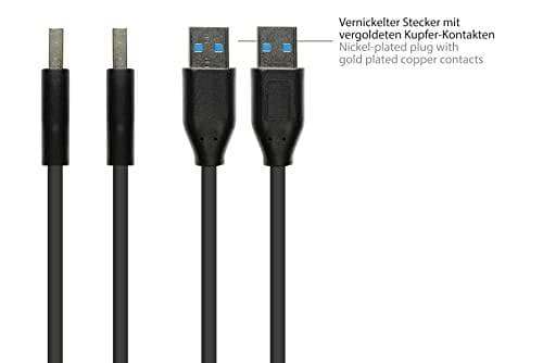 Gode forbindelser USB 3.2 Gen.2 kabel - 10GBit/s / 3A - stik A til USB-C™ stik - højkvalitets KOBBERLEDNING - sort - 0,5m / 50 cm