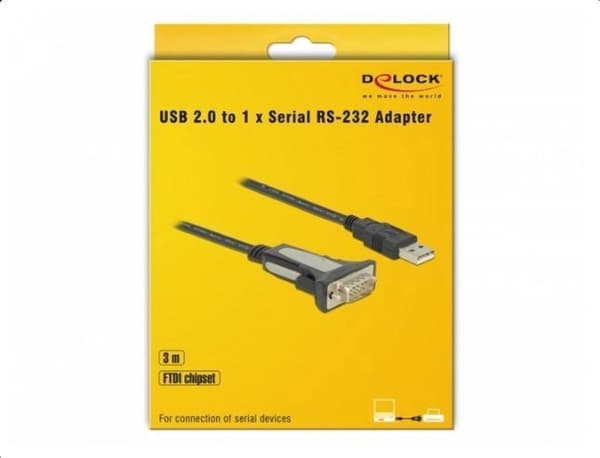 DeLOCK USB-A (m) til 9-benet SUB-D med skruer (m) seriel RS232 adapter / FTDI chip - 3 meter