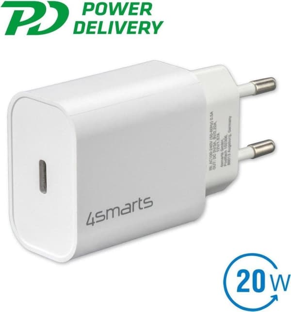 4Smarts VoltPlug Adapter 20W USB-C hurtigoplader med strømforsyning