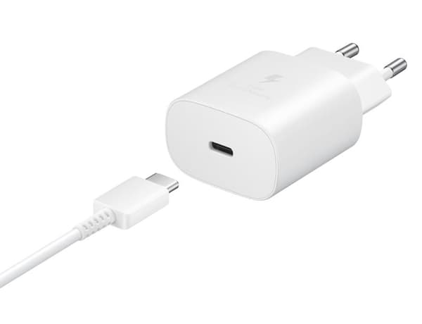 Samsung PD 25W Vægoplader + kabel - USB-C hurtigoplader - Hvid