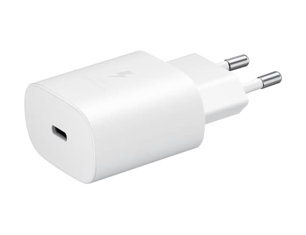 Samsung PD 25W Vægoplader + kabel - USB-C hurtigoplader - Hvid