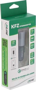 Pikkukuva 3 / 5: InLine-autolaturi 1 USB-C- ja 1 USB-A-portilla - Quick Charge 3.0 - 6A / hopea