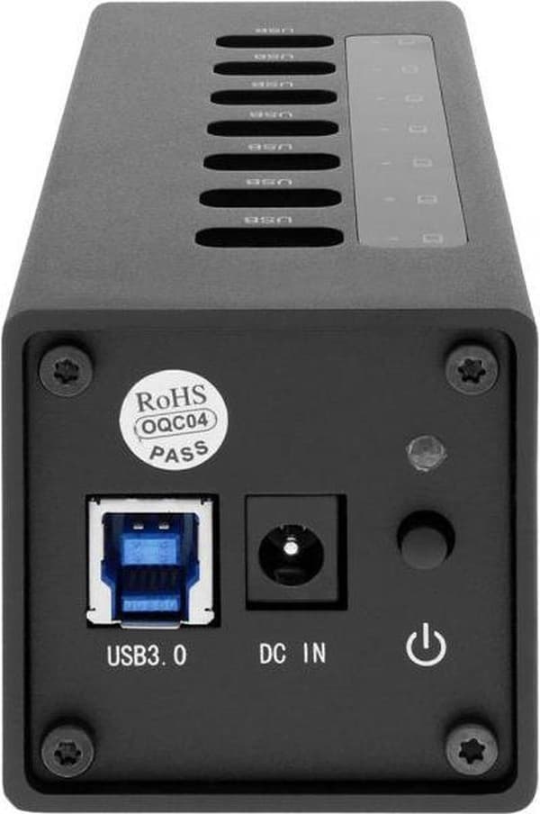 InLine USB-hub med 7 porte - USB3.0 - ekstern 12V strømforsyning / sort - 1 meter