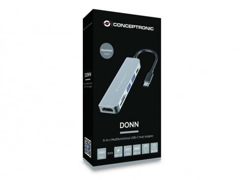 CONCEPTRONIC 6in1 USB3.1/C->2xUSB 3.0,HDMI,SD/TF-kortläsare