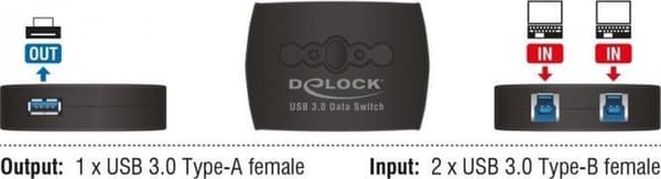 DELOCK Sharing Switch USB3.0 2-1 USB-B Bu > USB-A Bu