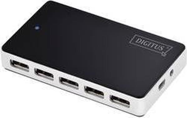 Digitus DA-70229 10 portar USB 2.0 hubb Svart,Silver