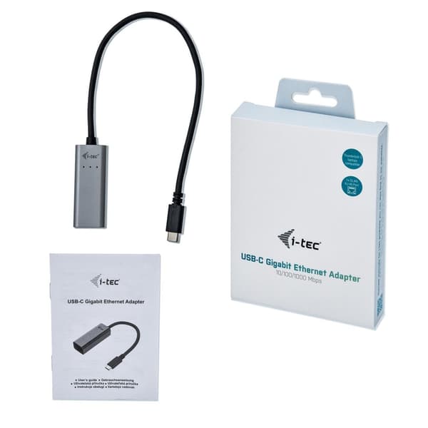 Comdis i-Tec USB-C Metal Gigabit Ethernet Adapter - Nätverksadapter - USB-C 3.1 / Thunderbolt 3 - Gigabit Ethernet x 1 - Space grey (C31METALGLAN)