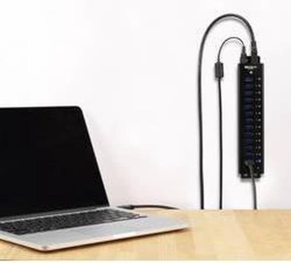 Renkforce 13 portar USB 3.2 Gen 1 hubb Med aluminiumhölje, För väggmontering, Med snabbladdningsport