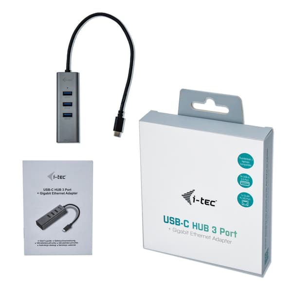 iTec USB-C Metal 3-portový HUB Gigabit Ethernet