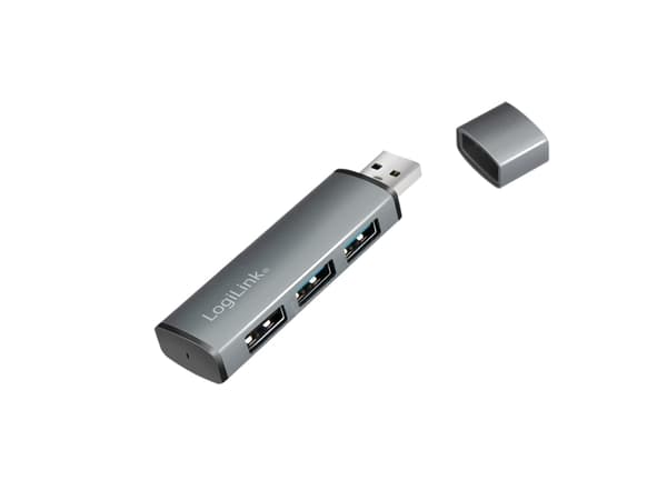 LogiLink USB 3.2 Gen 2 Hub, 3-port, USB-A, aluminum, grey