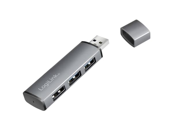 LogiLink USB 3.2 Gen 2 Hub, 3-port, USB-A, aluminum, grey