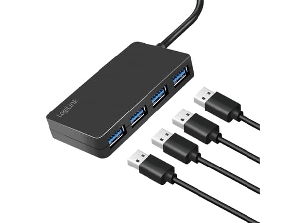 LogiLink UA0396, USB 3.2 Gen 1 (3.1 Gen 1) Type-A, USB 3.2 Gen 1 (3.1 Gen 1) Type-A, 5000 Mbit/s, Svart, Akrylnitrilbutadienstyren (ABS), Rund kabel