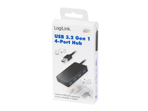 LogiLink UA0396, USB 3.2 Gen 1 (3.1 Gen 1) Type-A, USB 3.2 Gen 1 (3.1 Gen 1) Type-A, 5000 Mbit/s, Svart, Akrylnitrilbutadienstyren (ABS), Rund kabel
