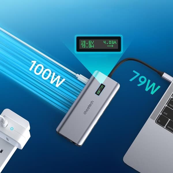 Choetech Multifunktionell 12in1 HUB med Display