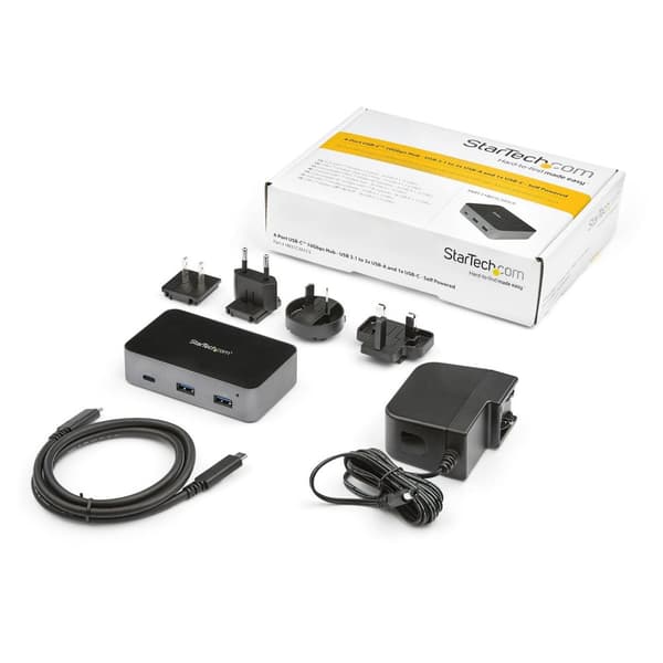StarTech HB31C3A1CS 4-ports USB-C Hub (10 Gbps, 3x USB-A og 1x USB-C, 1m værtskabel, strømforsynet, med strømforsyning) - Hub - 1x USB-C + 3x USB 3.1