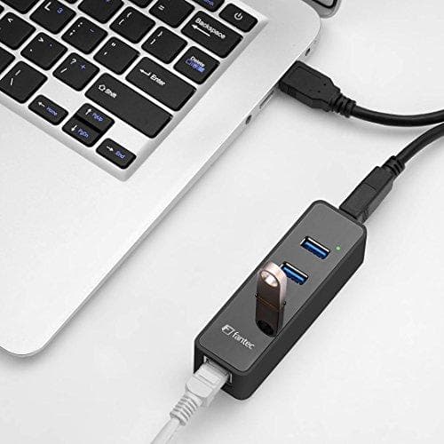 Fantec UMP-3UE1000 - Nätverksadapter - USB3.0 - Gigabit Ethernet x 1 + USB3.0 x 3 - Svart (1959)