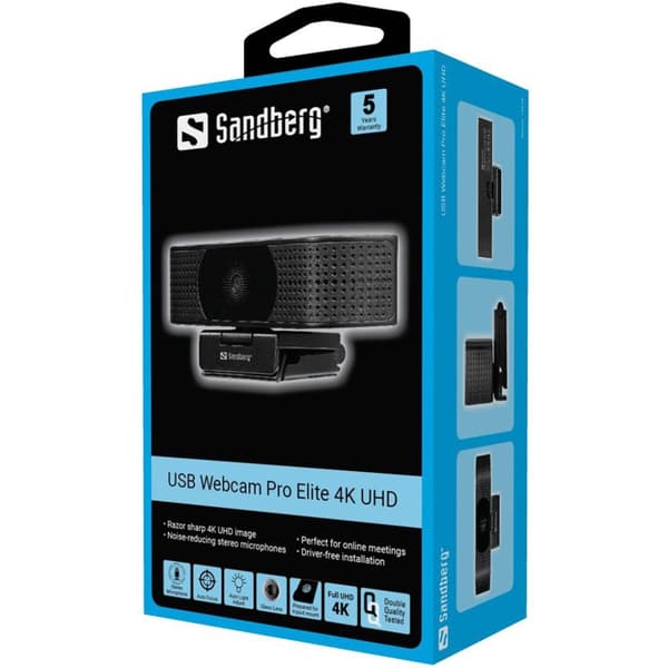Sandberg 134-28 webbkamera 8,3 MP 3840 x 2160 pixlar USB 2.0 Svart