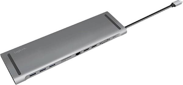 LogiLink UA0373 kannettavan tietokoneen telakointiasema Yhteensopiva: Universal USB-C® Power Delivery, Integroitu kortinlukija