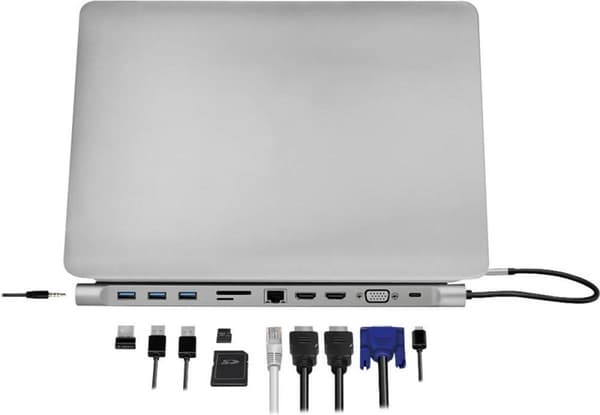 LogiLink UA0373 Dockningsstation för bärbar dator Kompatibel med: Universal USB-C® Power Delivery, Inbyggd kortläsare