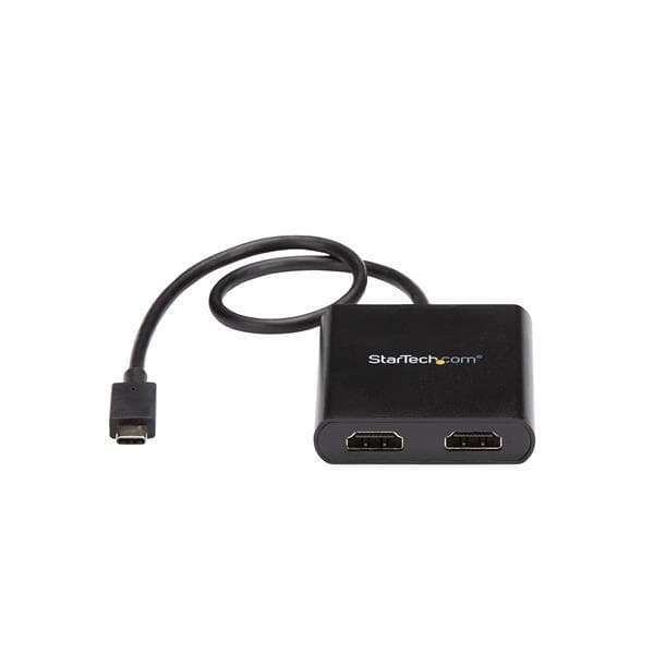 StarTech.com USB-C-HDMI-monimonitorisovitin - Thunderbolt 3 -yhteensopiva - 2-porttinen MST-keskitin - Ulkoinen videosovitin - USB-C - HDMI - Musta