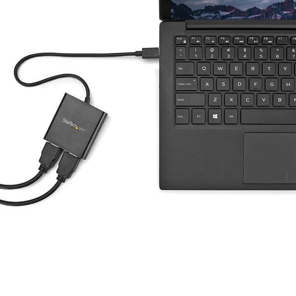 StarTech.com USB-C-HDMI-monimonitorisovitin - Thunderbolt 3 -yhteensopiva - 2-porttinen MST-keskitin - Ulkoinen videosovitin - USB-C - HDMI - Musta