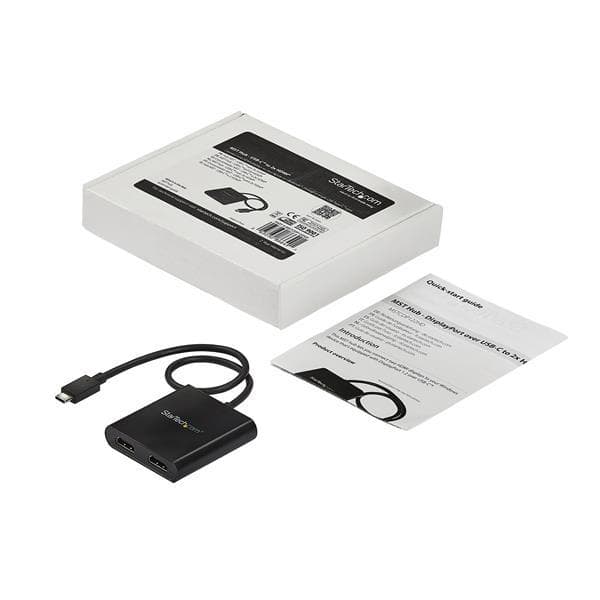 StarTech.com USB-C-HDMI-monimonitorisovitin - Thunderbolt 3 -yhteensopiva - 2-porttinen MST-keskitin - Ulkoinen videosovitin - USB-C - HDMI - Musta