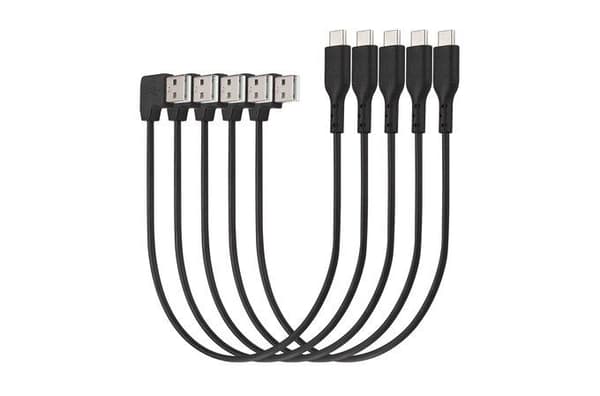 Kensington Charge & Sync USB-C-kabel (5-pack) - USB-kabel - USB (M) vinklad till USB-C (M) rak - USB 2.0 - 20 V - 3 A - 32,7 cm - svart (pack om 5)