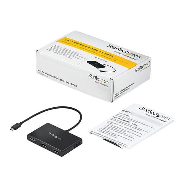 StarTech.com USB C till HDMI Multimonitor Adapter - 3 Port MST Hub - USB-C Multi Monitor - Monitor Splitter - USB 3.1 Typ C