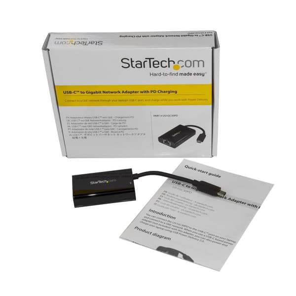 StarTech.com USB-C till Gigabit Ethernet-adapter med Power Delivery 2.0 - USB-C GbE-nätverksadapter med RJ45-port och USB PD-laddning - Nätverksadapte