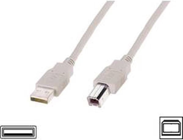 Digitus USB-kabel USB 2.0 USB-A-stik, USB-B-stik 1,80 m Beige