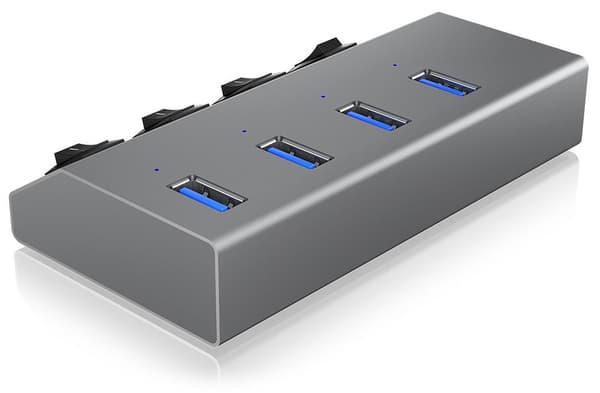 IB-Hub1405 4-porttinen USB 3.0 -keskitin + latausasema BC 1.2 tiedonsiirto jopa 5 Gbit/s (60153)