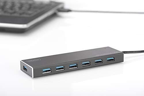 DIGITUS USB-hubb - 7 portar - Super-Speed USB 3.0 - 5 GBit/s - Plug&Play - aluminiumhölje - svart
